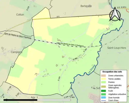 Carte en couleurs présentant l'occupation des sols.
