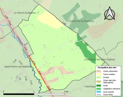 Carte en couleurs présentant l'occupation des sols.