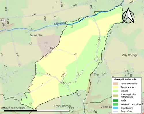 Carte en couleurs présentant l'occupation des sols.