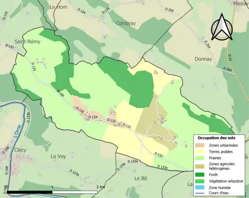 Carte en couleurs présentant l'occupation des sols.