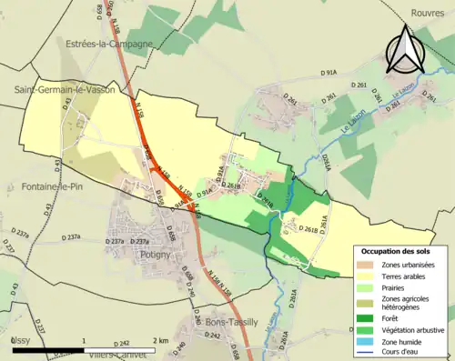 Carte en couleurs présentant l'occupation des sols.