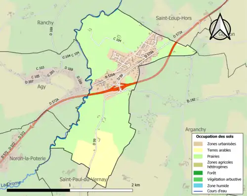 Carte en couleurs présentant l'occupation des sols.