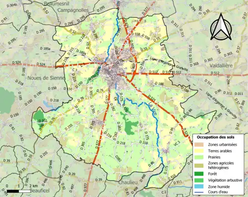 Carte en couleurs présentant l'occupation des sols.