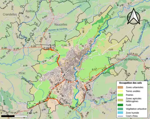 Carte en couleurs présentant l'occupation des sols.