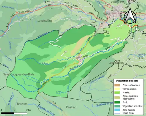 Carte en couleurs présentant l'occupation des sols.