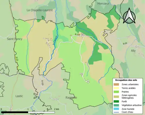 Carte en couleurs présentant l'occupation des sols.