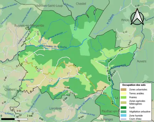 Carte en couleurs présentant l'occupation des sols.