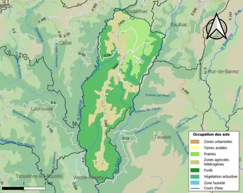 Carte en couleurs présentant l'occupation des sols.