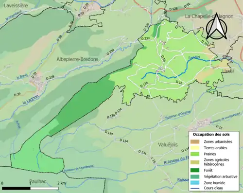 Carte en couleurs présentant l'occupation des sols.