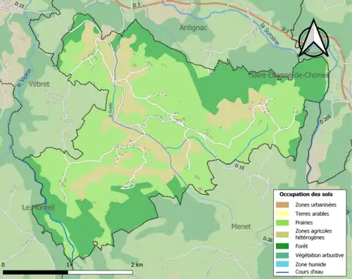 Carte en couleurs présentant l'occupation des sols.