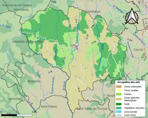 Carte en couleurs présentant l'occupation des sols.
