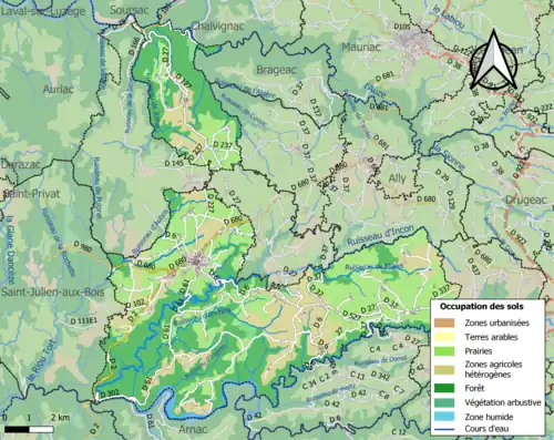 Carte en couleurs présentant l'occupation des sols.