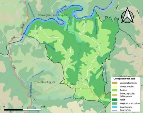 Carte en couleurs présentant l'occupation des sols.