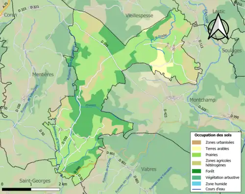 Carte en couleurs présentant l'occupation des sols.