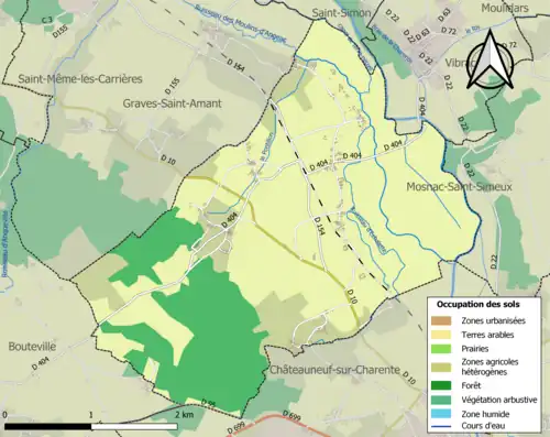 Carte en couleurs présentant l'occupation des sols.