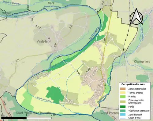 Carte en couleurs présentant l'occupation des sols.
