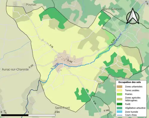 Carte en couleurs présentant l'occupation des sols.