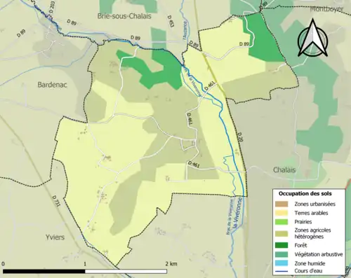 Carte en couleurs présentant l'occupation des sols.