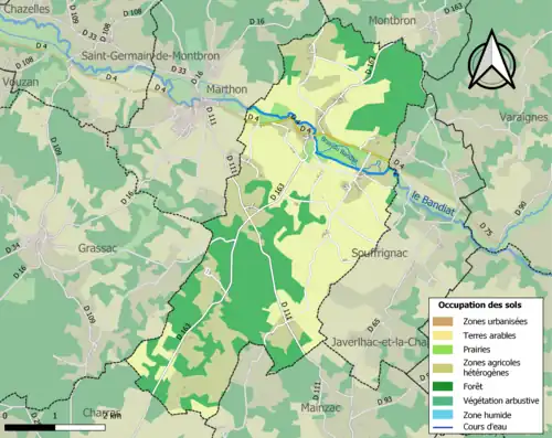 Carte en couleurs présentant l'occupation des sols.