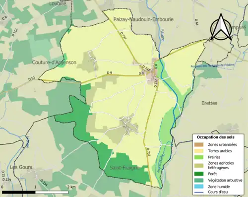 Carte en couleurs présentant l'occupation des sols.