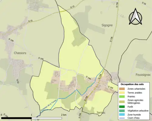 Carte en couleurs présentant l'occupation des sols.