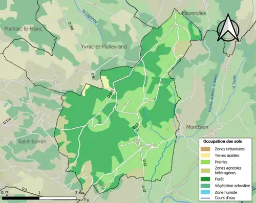 Carte en couleurs présentant l'occupation des sols.