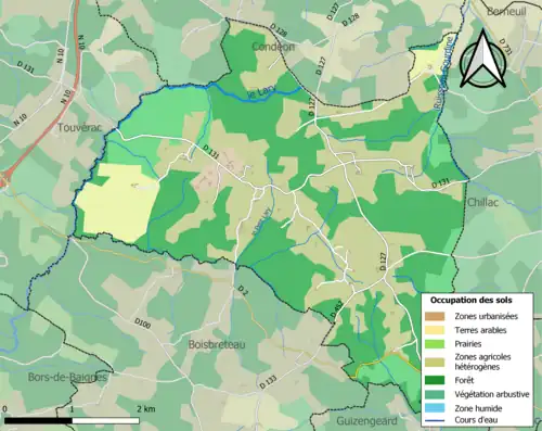 Carte en couleurs présentant l'occupation des sols.