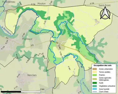 Carte en couleurs présentant l'occupation des sols.