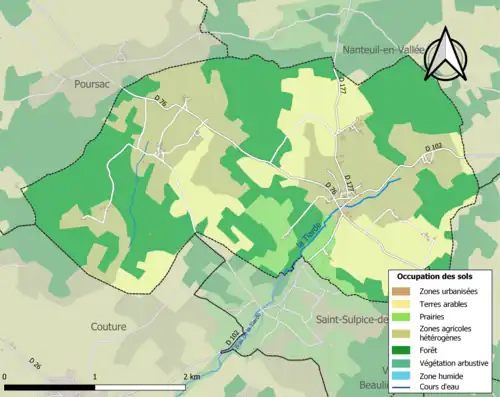 Carte en couleurs présentant l'occupation des sols.