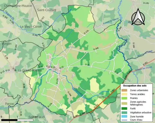 Carte en couleurs présentant l'occupation des sols.