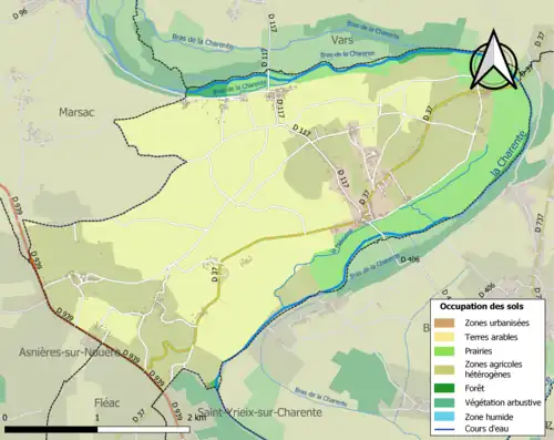 Carte en couleurs présentant l'occupation des sols.