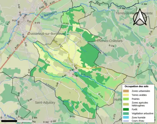 Carte en couleurs présentant l'occupation des sols.