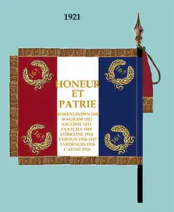 Drapeau du 16e régiment d'infanterie à partir de 1921 (revers).