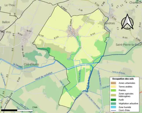 Carte en couleurs présentant l'occupation des sols.