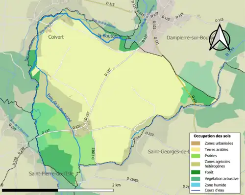 Carte en couleurs présentant l'occupation des sols.