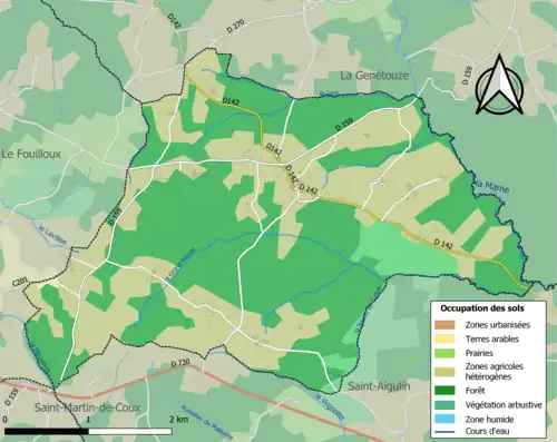 Carte en couleurs présentant l'occupation des sols.