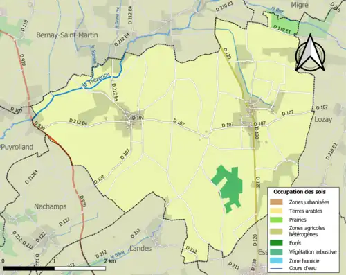 Carte en couleurs présentant l'occupation des sols.