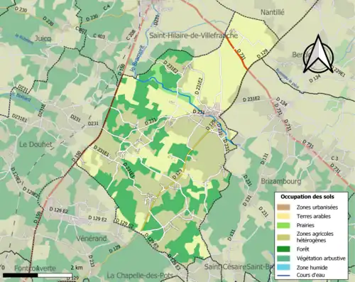 Carte en couleurs présentant l'occupation des sols.