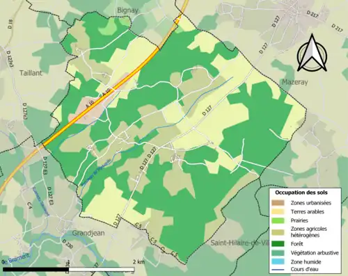 Carte en couleurs présentant l'occupation des sols.