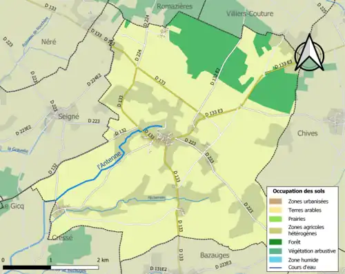 Carte en couleurs présentant l'occupation des sols.