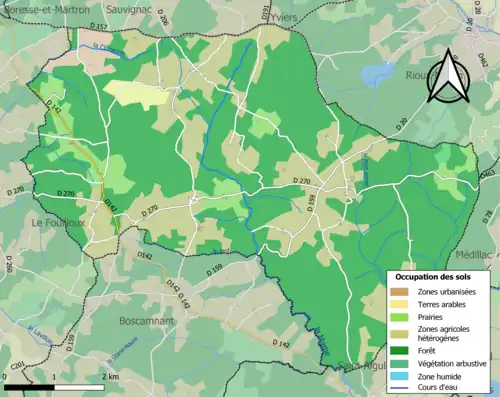 Carte en couleurs présentant l'occupation des sols.