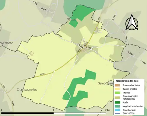 Carte en couleurs présentant l'occupation des sols.