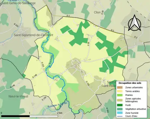Carte en couleurs présentant l'occupation des sols.