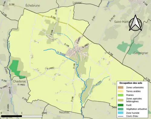 Carte en couleurs présentant l'occupation des sols.