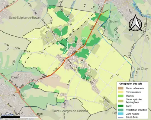 Carte en couleurs présentant l'occupation des sols.