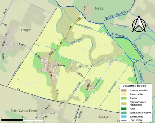 Carte en couleurs présentant l'occupation des sols.