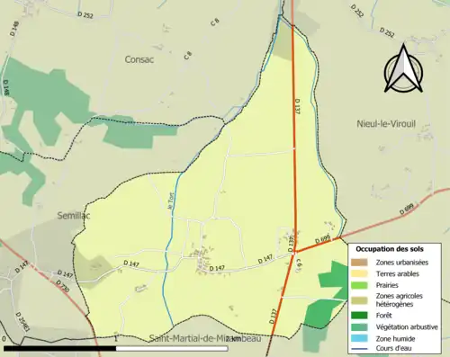 Carte en couleurs présentant l'occupation des sols.