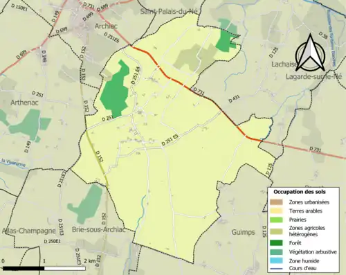 Carte en couleurs présentant l'occupation des sols.