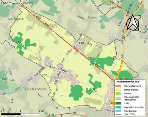 Carte en couleurs présentant l'occupation des sols.
