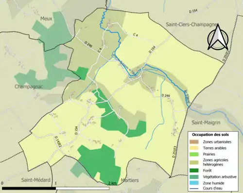 Carte en couleurs présentant l'occupation des sols.